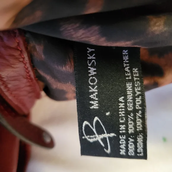 B. Makowsky Deep Red Pebbled Leather Bag EUC Silver Hardware - Picture 11 of 16